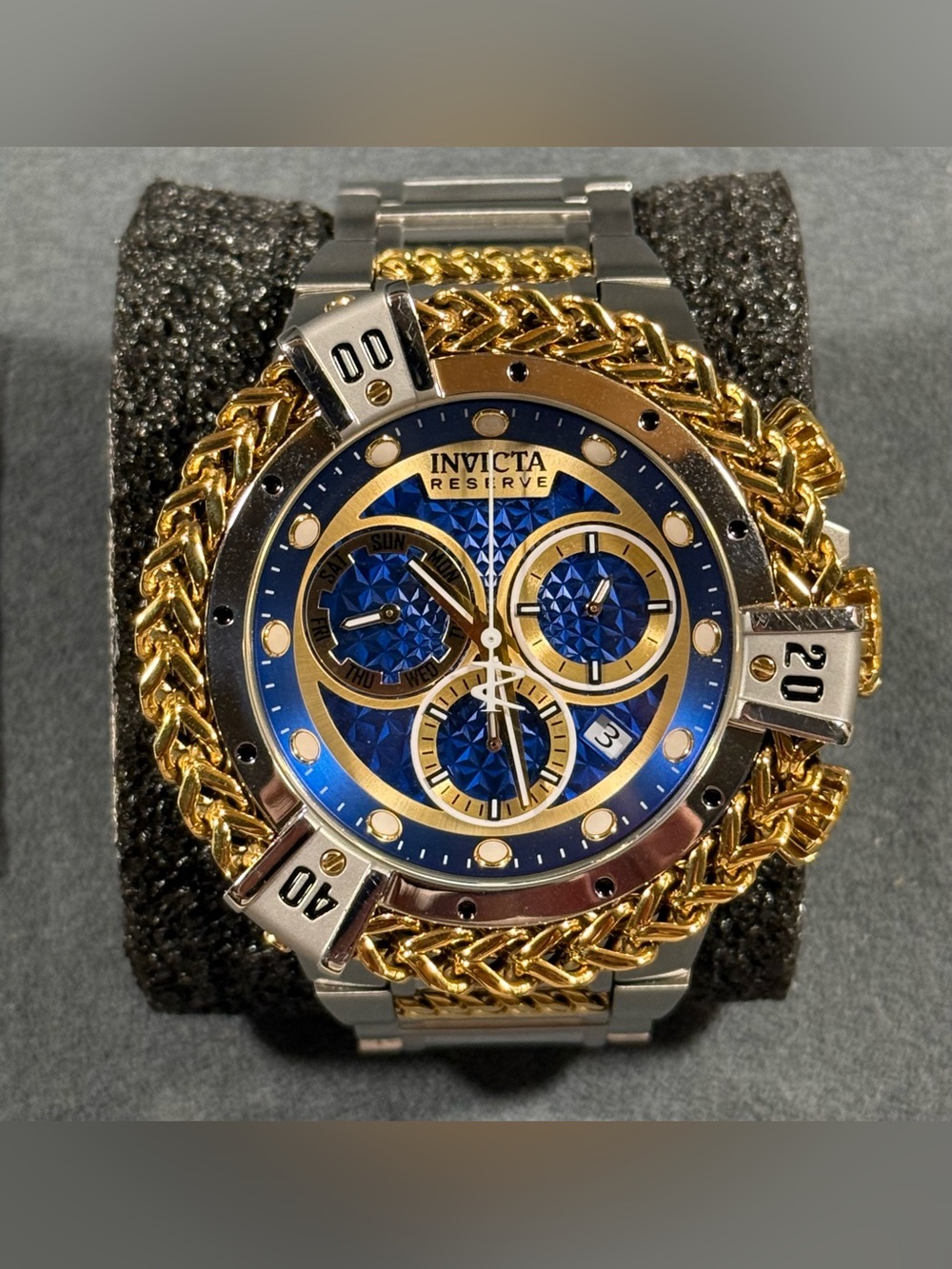 Invicta 30543 Reserve Bolt Hercules Men’s Blue and Gold Chronograph Watch